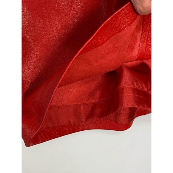 LNR Women's Knee Length Leather A-Line Skirt Red Size 6 - Picture 3 of 11